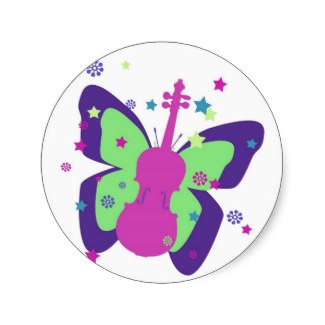 violin butterfly sticcker